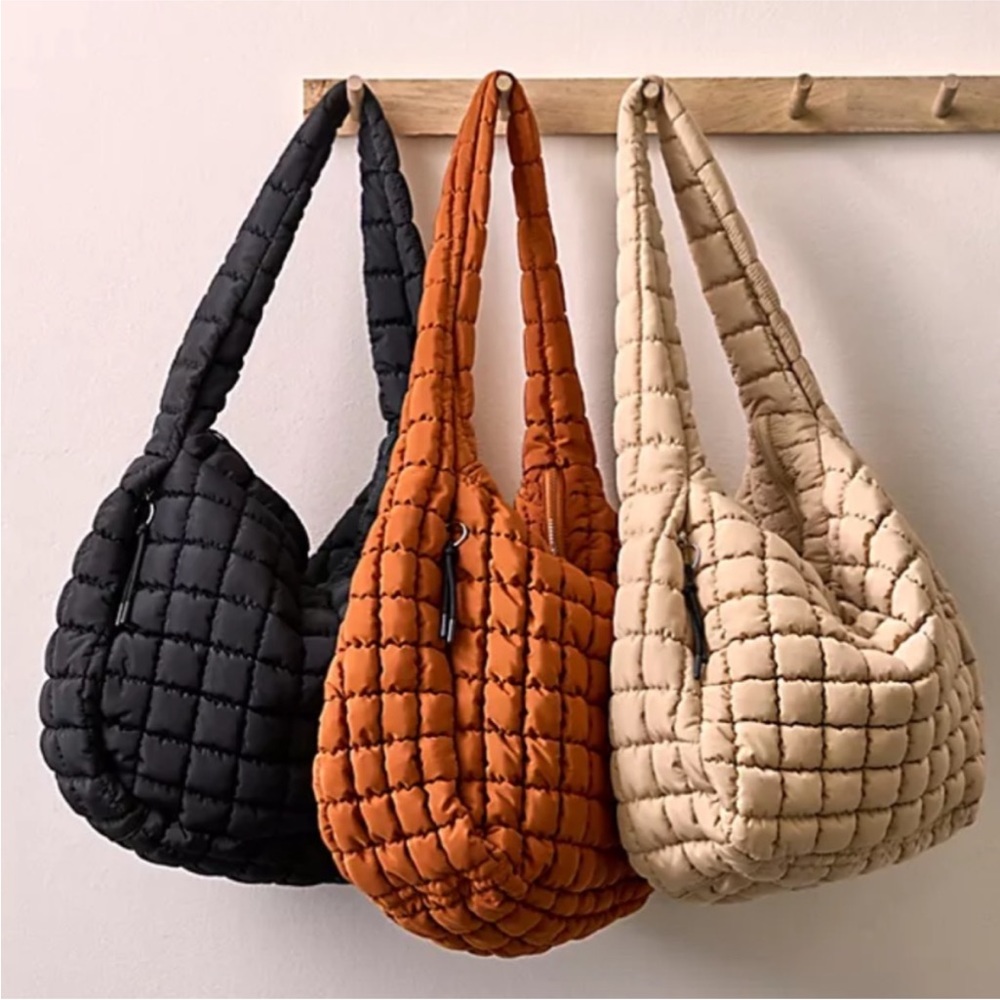 FP Movement Quilted Carryall Free People Puffy Purse Hobo Bag Off White NWT NEW - Picture 5 of 9
